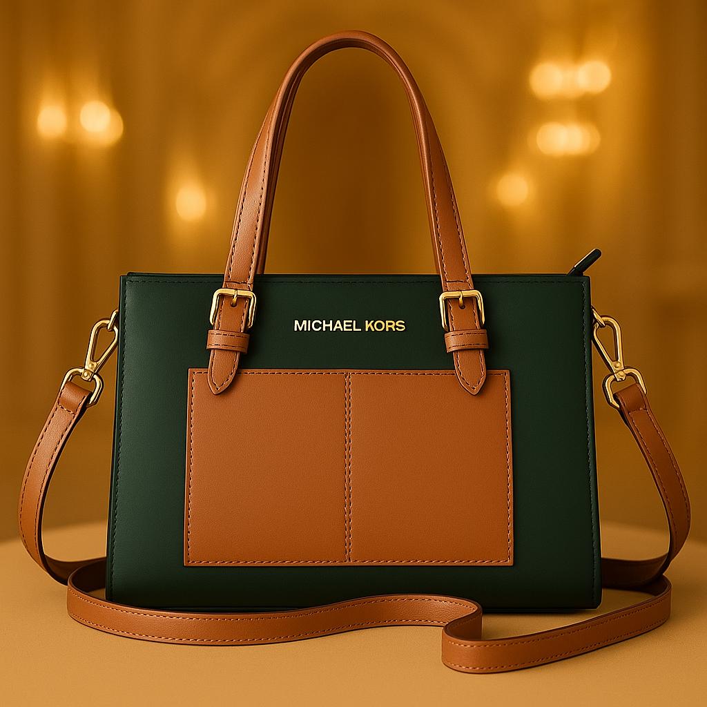 Luxury Dual Tone Leather Handbag for Women Elegant Designer Shoulder & Crossbody Bag