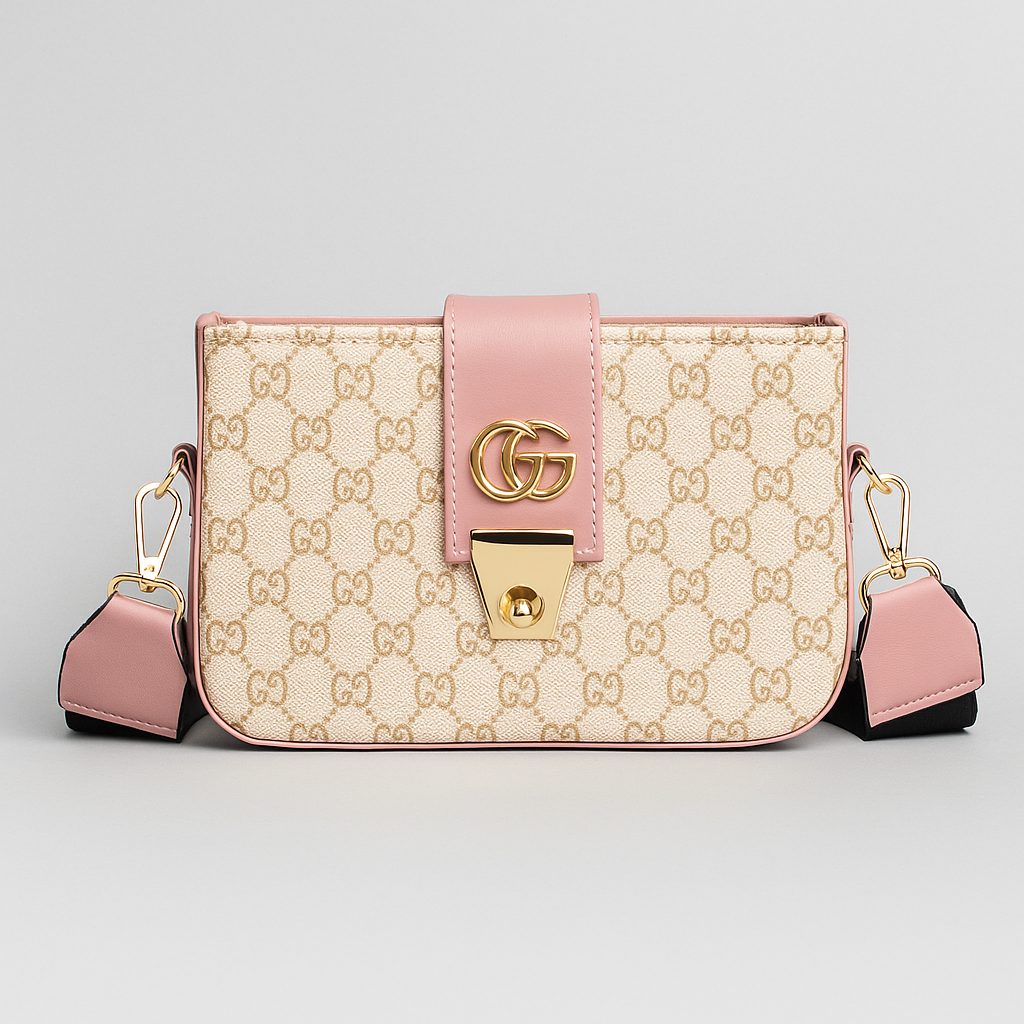 Luxury Designer Crossbody Shoulder Bag with Gold Hardware  Elegant Monogram Style