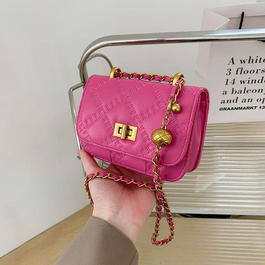 Luxury Quilted Mini Crossbody Bag for Women Lime Green with Gold Chain Strap