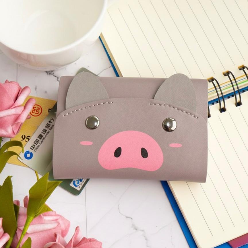 Cute Cartoon Face Mini Wallet  Compact Coin Purse & Card Holder for Kids & Women