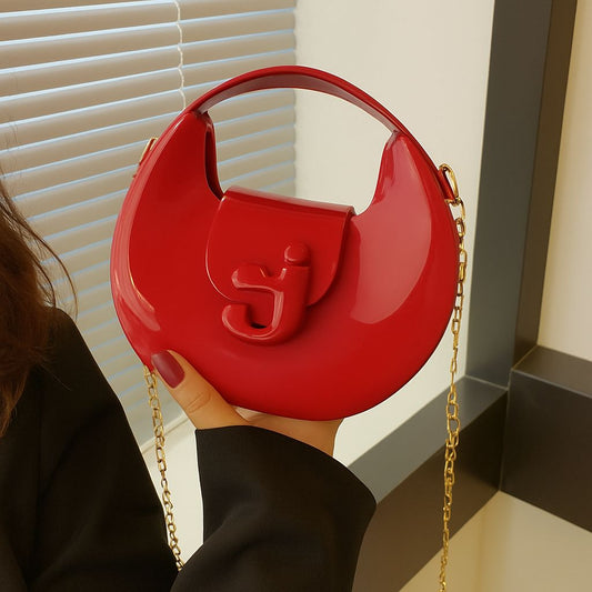 Stylish Silicone Kids Shoulder Bag Glossy Jelly Mini Handbag with Chain Strap | Stylish Girls Crossbody Purse