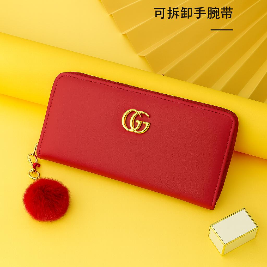 Stunning Quilted Leather Wallet for Women  Elegant Zipper Clutch Purse with Wrist Strap
