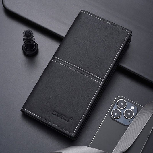Men’s Stylish Leather Long Wallet  Multi Card Organizer Clutch Purse