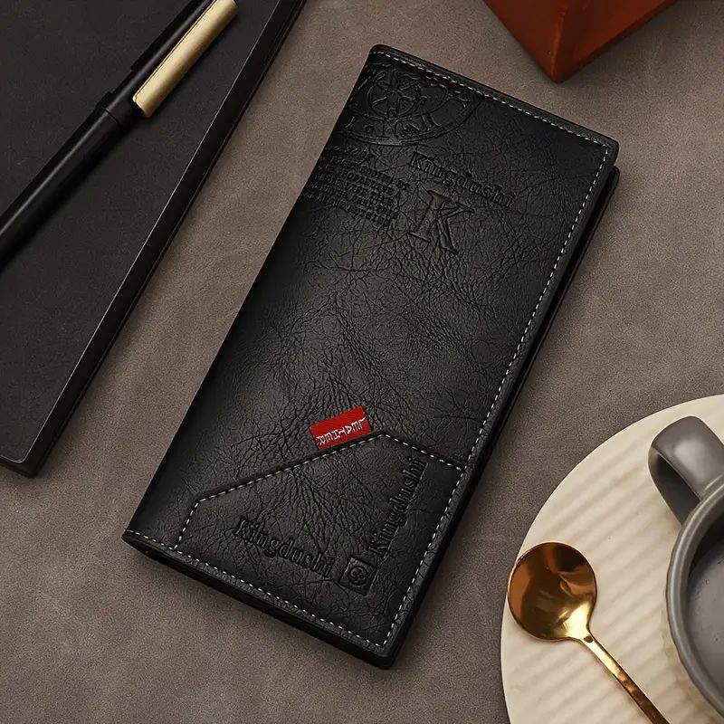 Men’s Classic Leather Long Wallet  Multi Card Organizer Clutch Purse