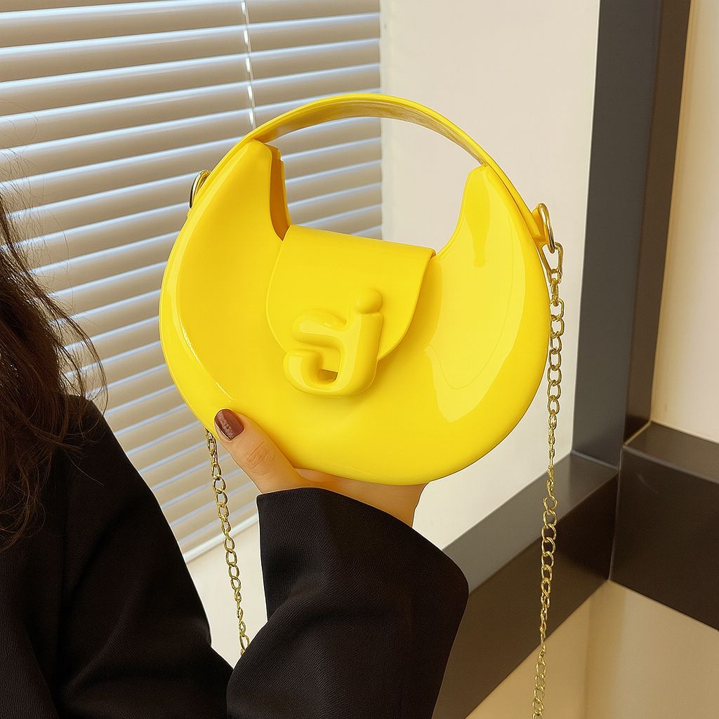 Stylish Silicone Kids Shoulder Bag Glossy Jelly Mini Handbag with Chain Strap | Stylish Girls Crossbody Purse